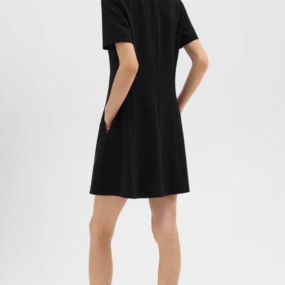 Theory Flared Short-Sleeve Dress in Admiral Crepe - Picture 3 of 7